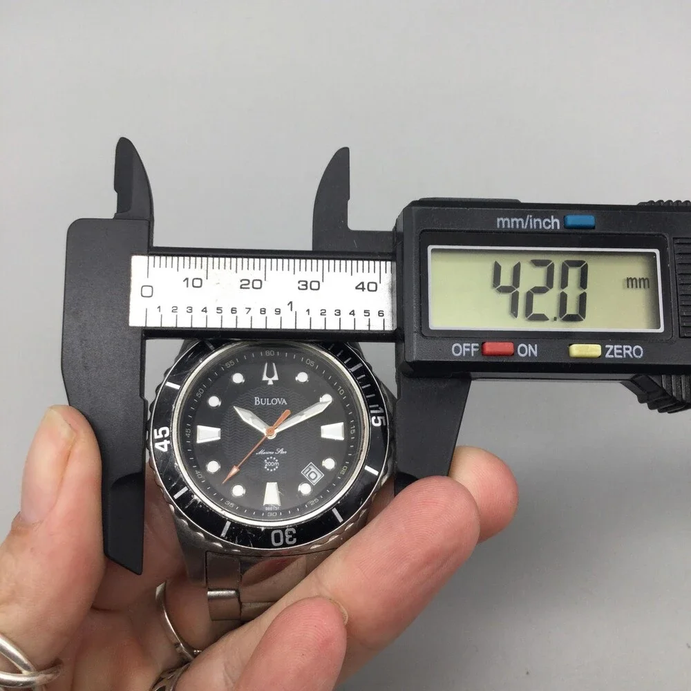 Bulova Marine Star 98B131 Mens Watch 42mm Black Dial Stainless New Battery 8.5